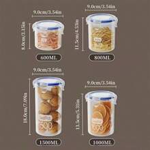 4pcs Round Airtight Canisters With Lids, Clamp Seal Food Storage Containers Suitable For Spices, Herbs, Fruits, Grains, Etc. Suitable For Fridge, Kitchen, 4 Sizes, Reusable, Great For Home Organization