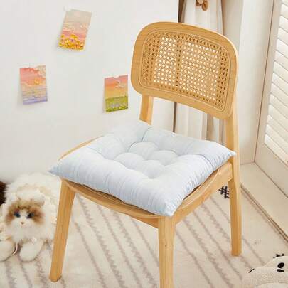 1pc Solid Color Seat Cushion, High Quality Office Chair Pad, Student Dormitory Classroom Butt Pad, Seasonal Seat Cushion, Back Pillow