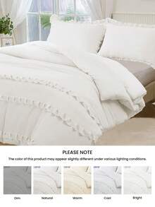 2/3pcs  Romantic French Style Quilt Cover Set, Duvet Cover Set, 1pc Comforter Cover With 1/2pcs Pillowcase, Soft And Breathable, Chic Lovely Decorative Bed Sprea Bed Cover For Bedroom Dorm,Perfectly Fits All Size Bed - White - View 8