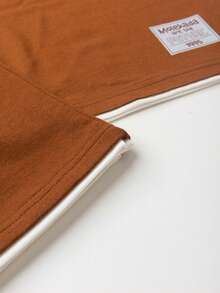Summer Set For Boys: T-Shirt And Bermuda Shorts With Overlapping Hem - Rust Brown - View 3