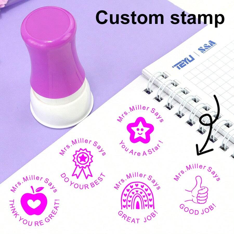 Customizable Personalized Name Round Teacher Encouragement Stamps - Suitable For Classroom Rewards And Office Use, Essential Tools For Teaching And Office Work.,Back To School,School Supplies,Multi-Functional,Ornamental,Reusable,Modern,Colorful,Cute,Vintage,Cartoon,Kawaii,Custom,Personalized,Unique,Customized,Workers,Clients,Students,For Business/Work/Office,For School,Office & School Supplies,Xmas Decoration,Solid Color Name Stamp