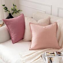 Local Delivery- Decorative Linen Pillow Covers 18x18 Inch Natural Beige ​Boho Farmhouse​ ​Neutral Couch Throw Pillows For Bed Pack Of 2 Accent Outdoor Pillowcase Modern Sofa Cushion Livingroom Home Decor - 粉色 - 查看 4