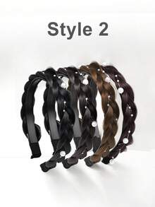 1件手工波西米亚风编织发箍，防滑齿设计，完美发型配饰，鱼骨辫假发发箍，发圈