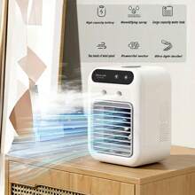 Aire acondicionado portátil, AC portátil personal con 2 velocidades y 2 modos de niebla, enfriador de aire recargable con batería de 1800mAh, aire acondicionado portátil silencioso para habitación, coche, oficina y exteriores, color blanco