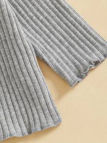 Suéter de manga larga para niñas pequeñas, informal, de color sólido, con botones en la parte delantera, cárdigan de punto para bebés, ropa cálida para niños pequeños - Gris - Ver 4