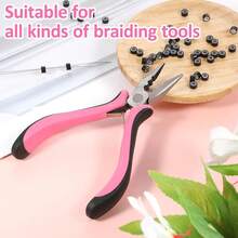 200/500/1000 件微链接发套件,3 件微链接珠工具钳,微链开启器和拆卸工具,适用于微纳米环珠接发或羽毛接发,粉色 - 彩色 - 查看 10