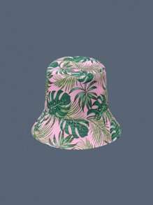 1pc Tropical Style Banana Leaf Print Unisex Bucket Hat, Suitable For Beach, Vacation