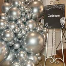 10/50/100pcs 5inch(12.7cm) Chrome Metallic Balloons, Gold Color Silver Color Pink Blue Green Purple Red Party Balloons For Wedding Decor, Birthday Party Decor, Anniversary Decor, Graduation Decor, Holiday Decor, Indoor Outdoor Decor, Home Decor, Room Decor,Christmas Decor