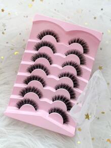 7 Pairs False EyeLashes 10mm 3D Effect Short Lashes Soft Faux Mink Lashes Wispy Fluffy Eyelashes Natural Cat Eye Reusable