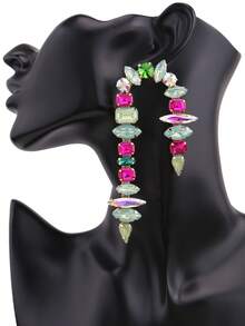 sehuoran 情人节礼物吊坠耳环闪亮流苏设计镶嵌水钻搭配日常服装派对配饰奢华珠宝 - Style 1 - 查看 2