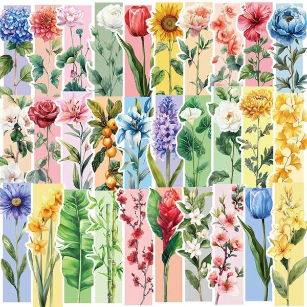 30pcs Flower Bookmarks Reading Page Markings Reading Book Markings Plant Flower DIY Decoration Students Labels﻿ School Supplies, Back To School