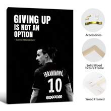 FajerminArt Impresión en lienzo con cita inspiradora de Ibrahimovic, opcional marco, diseño de fondo negro con jersey de fútbol rojo y blanco para decoración de sala de estar, dormitorio u oficina