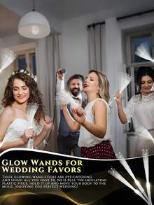 12支装LED荧光棒，白色光纤发光棒，发光光纤棒，闪光LED棒，适用于黑暗派对、单身派对、男女通用派对用品、发光礼物、婚礼派对用品、节日派对、音乐会、婚礼、酒吧、午夜派对、家庭聚会等场合。 - 彩色 - 查看 5