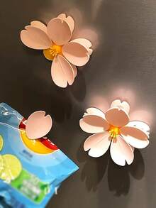 Cherry Blossom Sealing Clips And Magnetic Fridge Magnets For Kitchen Organization, Small Clips For Snack Sealing, Creative Magnetic Sticker 3d Stereoscopic Set To Keep Freshness In Pantries And Lunch Boxes, Ideal For Fridge Door Organization, Snack Packs, Fruit And Vegetable Storage, Reusable Clip System With Strong Grip, Easy Clip-On Clip-Off, Spring Decor Accent For Counters And Cabinets, Suitable For Home, Dorm, And Apartment Kitchens - Multicolor - View 5