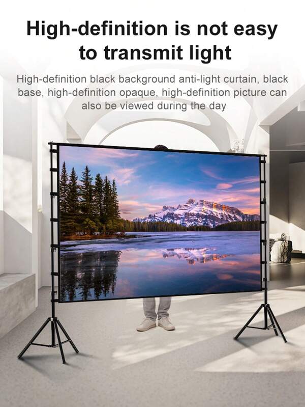 Projector Screen And Stand,120 Inch Black Projection Screen With Stand Portable Foldable Movie Screen With Carry Bag For Indoor Outdoor Home Theater Backyard Cinema