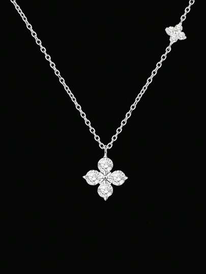 Damen Delikate Blumen Dekor Halskette, vielseitig modischer hochwertiger Knopfband Halskette