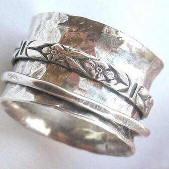 1pc Elegant Boho-Style Women's Personalized Ring, Beautifully Silver-Plated Wide Band Design, Lovely For Gifting, Daily Wear, Exquisite Jewelry, Perfect For Christmas, Mother's Day