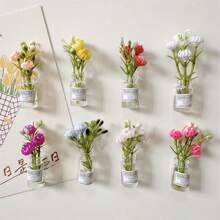 2/8PCS Mini Large Vase Magnets - Flower Bud Vase Magnets 2025 Brand New Cute Mini Fridge Magnets 3D Vase Interesting Fridge Accessories Kitchen Decoration (Multi-Color) Holiday Gift