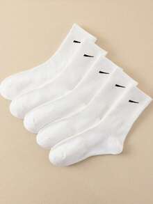 1 Pair/5 Pairs/6 Pairs Women's Casual Long Socks, Simple Comfort Daily Wear Unisex Crew Socks, Fall
