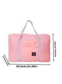 1pc Foldable Laundry Bag With Logo, Travel Organizer, Lightweight Washing Bag With Shoulder Strap, Durable Drawstring Closure, Multipurpose Rectangular Woven Toiletry Bag, Portable Closet Organizer, Space-Saving Home Storage, Carry-On Luggage, Suitable For Home And Travel, Essential For Back To School Storage