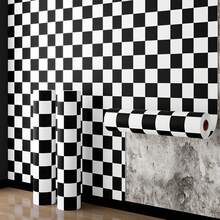 1 Roll Of Black And White Checkered Vinyl Peeled And Glued Sticky Wallpaper, Simple Grid Pattern, Detachable PVC Tile Stickers, Affixed To Tiles, Living Room, Kitchen, Bedroom, Home Office And Home Decoration Wallpaper Wall Paper Wall Stickers Room Decor Wall Decor Living Room Decor - Black and White - View 1