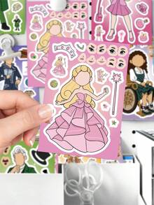 8Sheets Magic Witch Make A Face Puzzle Stickers Aesthetic Cartoon Graffiti DIY Decals Christmas Halloween Party Toy Gifts Laptop Phone Decoration Jigsaw Assemble Games - Multicolor - View 3