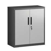 Caisson de Bureau, Placard Polyvalent, Armoire de Bureau à 2 Portes, Verrouillable, en Acier, pour Salon, Argenté et Noir - Gris + Noir - Voir 2
