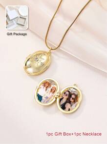 Customized Oval Photo Locket Necklace, Personalized Necklace For Women, Suitable As Birthday, Thanksgiving, Mother's Day, Graduation Gifts, Gift For Mom, Gift For Friends