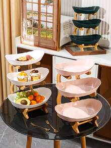 1 套 3 层塑料水果/零食托盘，多用途收纳盘，适用于家庭厨房餐厅，适合茶具、甜点、饼干、面包、婚礼、派对、礼物、生日