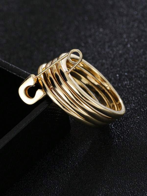 1 Pc Women's Minimalist Smooth Finish Brooch Design Ring, Suitable For Daily Decoration And Gift