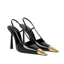 Zapatos de tacón de aguja con correa de hebilla para mujer de VOLEECE, cómodos, de punta puntiaguda y de uso informal - Negro - Ver 1