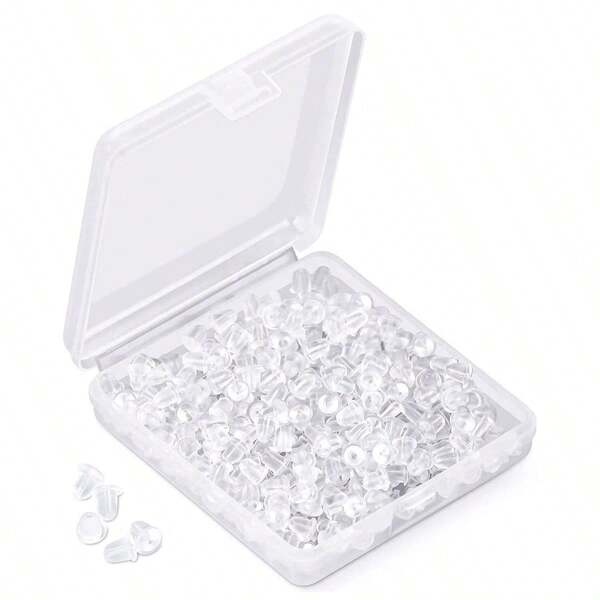 1200pcs Silicone Earring Back, Earring Back Lining, Soft And Transparent Ear Back Pad, Rear Gear Clutch Plug Replacement Part, Suitable For Fishhook Earring Stud Band, Diameter 4 Mm