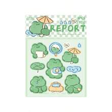 12pcs Glittery Star Series Reusable Stickers With Frog, Rabbit, Seal, Pig, Teddy Bear Asymmetrical Shape, Matte Plastic Surface For Scrapbooking, Laptop, Water Bottle, Crafts School Supplies,Back To School