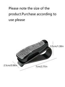 1 peça de viseira de sol de carro multifuncional com diamante embutido, clipe de óculos, clipe de bilhete, diamante