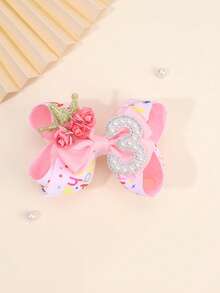 1 pieza Lazos de pelo rosa y blanco para niñas, lazos de pelo tipo margarita, accesorios de pelo lindos para niños y niñas pequeñas, regalos de verano - Multicolor - Ver 3