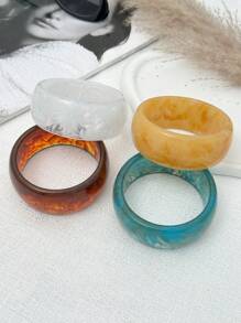 1pc Bohemian Retro Geometric Wide Resin Cuff Bracelet, Luxurious Holiday Party Jewelry Bracelet Gift For Women, Couples, Birthday, Versatile