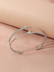 NAIZHU 1pc Adjustable Geometric Triangle Rhinestone Bangle Bracelet - Silver - View 2