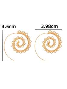 Hollow Out Hoop Earrings - Yellow Gold - View 5