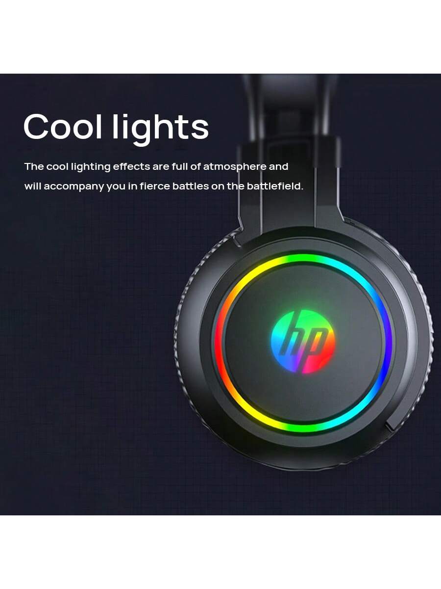 HP سماعة رأس H100 للألعاب، وحدة 50 مم، مكبر صوت كب...