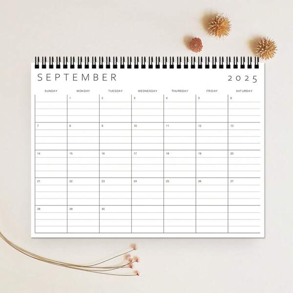 2025 July - 2026 June Calendar Planning Notebook, Desk Decor Planner, Calendar Schedule Book, Fresh And Minimalist Style, Daily Plan Journal, Suitable For Home Office, Thick Inner Pages, Christmas Gift, New Year Gift,Back To School,School Supplies