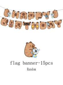 12pcs Adorable Capybara Birthday Party Decorations Banner, Playful Design, Party Decorations Suitable For Theme Parties, Festivals, Animal-Themed Celebrations