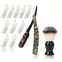 Stainless Foldable Steel Straight Edge Barber Shaving Razor For Men, Folding Vintage Barber Razor, 10 Premium Blades, Replaceable Blades