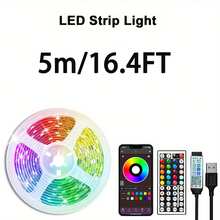 Tira LED RGB para dormitorio con control remoto, Bluetooth, ajuste de temporizador, regulable, luces LED de colores cambiantes para habitación, fiesta, decoración, 20 M, luces LED, decoración de pared, luces traseras para TV - luz policromática - Ver 16