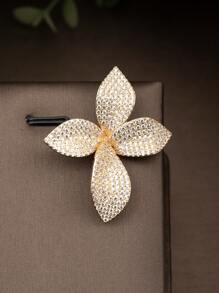 1pc Luxury & Elegant Cubic Zirconia Inlaid Leaf Design Earrings, Suitable For Women's Wedding & Party Wear, Without Gift Box