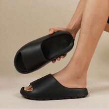 Wsuwane kapcie z paskiem w jednolitym kolorze, na platformie z tworzywa sztucznego, lekkie, wygodne, odpowiednie do użytku wewnątrz, w łazience, na plaży, latem, pod prysznic