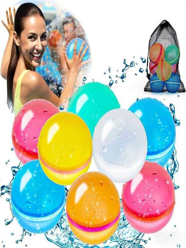 6/12 piezas de bombas de agua magnéticas de silicona de colores del arcoíris reutilizables para batallas de agua