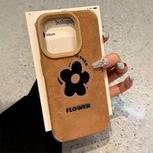 Funda negra con diseño floral y lente alta para phone X, 14 Pro, 11, 15 Plus, 16, 12, XS y 13. Resistente y suave, de imitación piel. - Colores mixtos 1 - Ver 2
