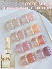 XEIJAYI 15ML 8色冰粉色凝胶指甲油套装，UV LED浸染指甲油，假日DIY美甲设计，适合春夏美甲 - 彩色 - 查看 4