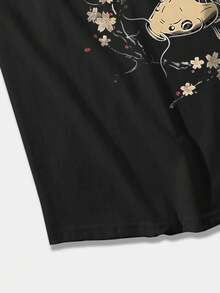 男士优质休闲无袖背心，创意锦鲤图案，轻盈圆领，透气吸湿速干，适合夏季健身训练，可作为内衣或外套 - 黑色 - 查看 7