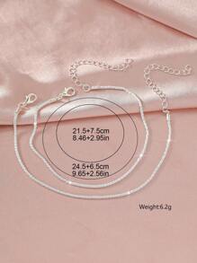 2pcs Simple Fashionable Silver Rhinestone Anklet, Suitable For Women Wearing To Beach, Daily Wear, Summer Jewelry, Best Gift For Girlfriend